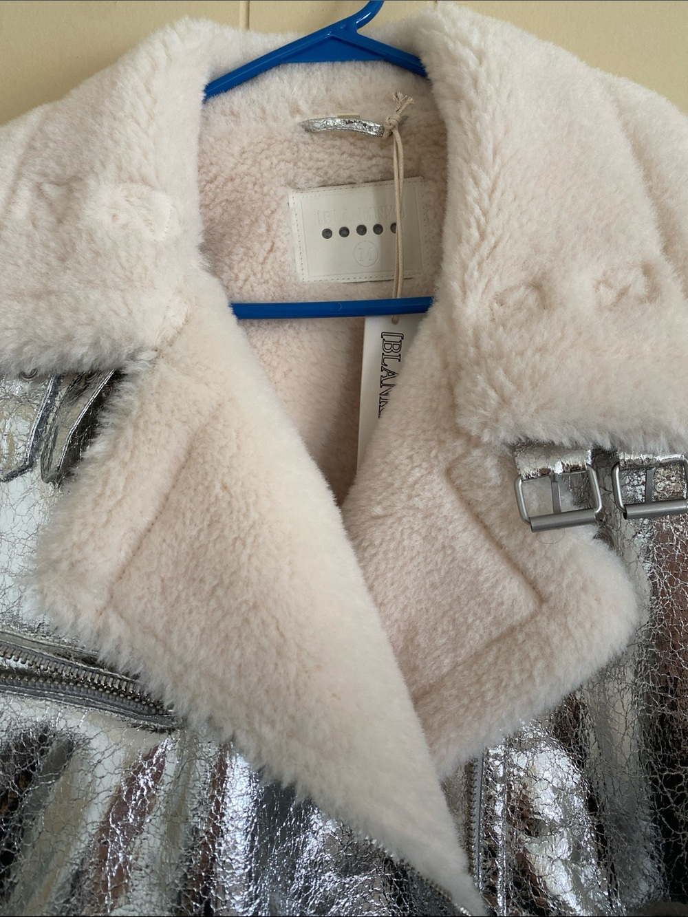 Blank NYC Metallic Silver Faux-Shearling Bomber Jacket - Picture 6 of 14